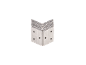 Stack of metal corner brackets with holes.