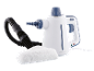 Steam cleaner with hose attachment and white cloth.