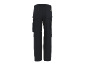 Dark blue work trousers with side pockets and orange details, back view.