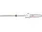 White pole chainsaw with a long silver handle