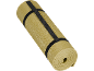 Rolled khaki camping mat with black straps.