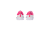 Pink and white women's sports shoes, rear view