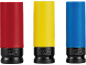 Three colored impact sockets (red, yellow, blue) with sizes 21, 19, and 17.