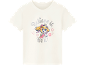 White t-shirt with cartoon puppy print and glittery text 'Believe it. Be it!'