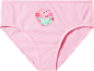 Pink girls' briefs with a piglet in a heart print.