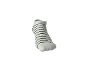 White ankle sock with black stripes.