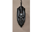 Black steam iron with a red indicator light and control buttons on a beige background.