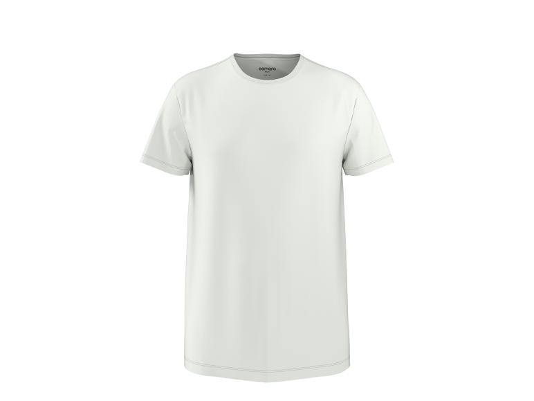 White short-sleeved t-shirt with a round neckline.