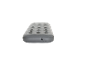 Grey inflatable mattress with an integrated valve, seen from the side.