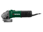 A green and black angle grinder with a power cord.