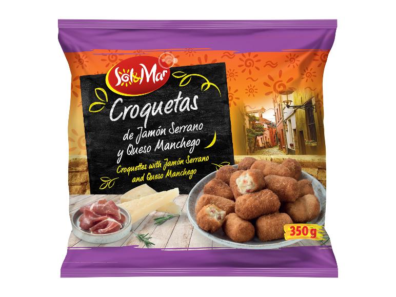 Packaging of croquettes with Serrano ham and Manchego cheese, 350 g.