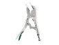 Locking pliers with green handles on a black background.