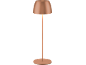 Copper-colored LED table lamp with a round base and a dome-shaped shade