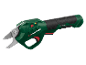Green and black electric pruning shears with battery indicators and model PGSA 14 A1.