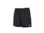 Black men's sports shorts with a drawstring and a white logo on the left leg.