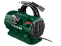 Green pressure washer with hose and power cable.