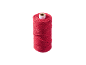 A spool of red string with a white cardboard core.