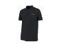 Black short-sleeved polo shirt with a gold logo