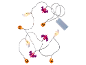Halloween string lights with ghosts, bats, and pumpkins, powered by a battery pack.