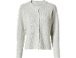 Light grey knitted cardigan with a round neck and front buttons
