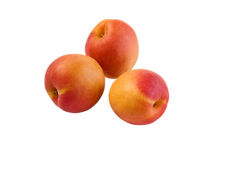 Three ripe apricots with red and orange hues on a black background