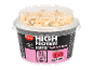 High protein raspberry yogurt with granola, 20g protein per pot.