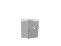 Light gray cooler box with a white lid and a logo on the front.