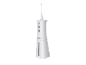 White dental water flosser with nozzle and control buttons.