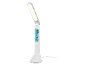 White LED desk lamp with a digital display showing time, date, and temperature.