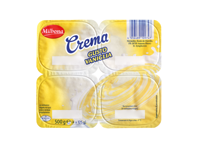 Vanilla dessert cream in a 4-pack, 500g.