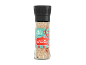A jar of chili-spiced salt with a black grinder top, labeled 'SALE SPEZIATO PEPERONCINO'.