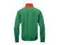 Green jacket with a red collar and 'EST. 1996' text on the back.