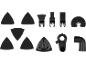 Set of sanding pads and blades for a multi-tool.