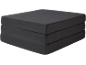 Dark grey foldable mattress with three sections, ideal for guests or camping.