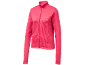 Pink ribbed full-zip sports jacket with a high collar and side pockets.
