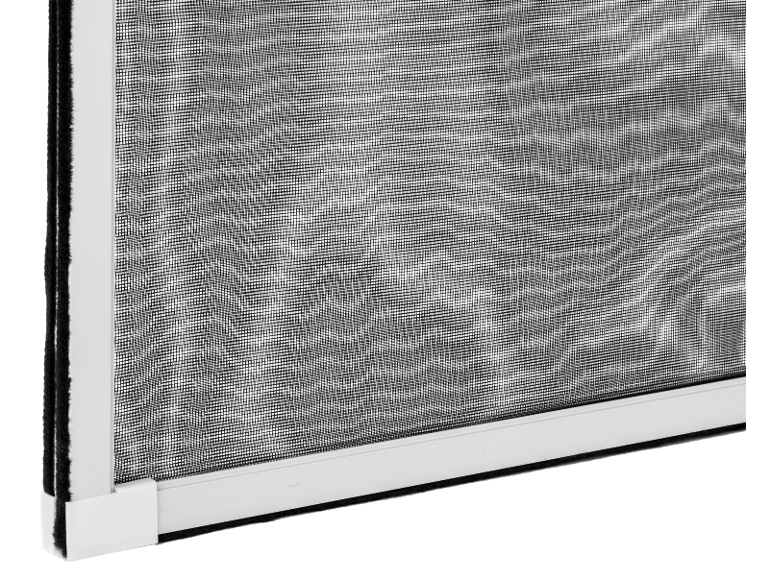 White insect screen with a black border and black mesh.