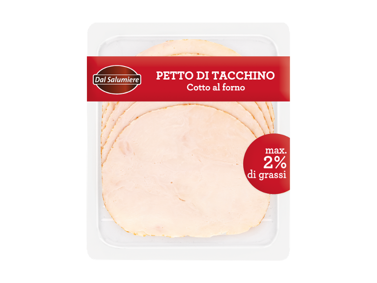 Baked turkey breast with max. 2% fat, pre-packaged