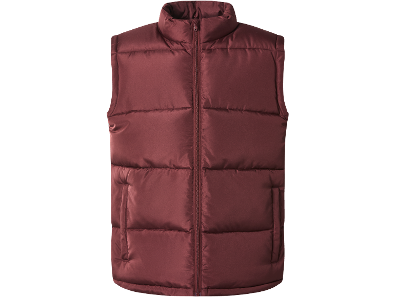 Burgundy padded gilet with front zipper