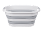 White and grey collapsible laundry basket with handles