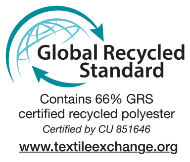 Global Recycled Standard seal: Contains 66% GRS certified recycled polyester, certified by CU 851646.