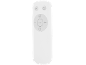 White remote control with power, mode, timer, and speed control buttons.