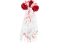 Red and white floral headband with a bloody lace veil, perfect for Halloween.