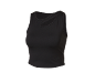 Black women's sleeveless top with a cutout detail at the neckline.