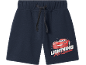 Dark blue kids' shorts with a red race car print and 'Lightning McQueen' text.