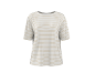Beige and white striped short-sleeved t-shirt
