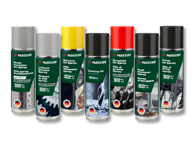 PARKSIDE silicone spray and other maintenance sprays for metal.