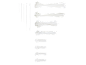 Various bundles of white plastic cable ties in different sizes on a black background.