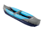 Inflatable kayak in blue and grey with CRIVIT branding.