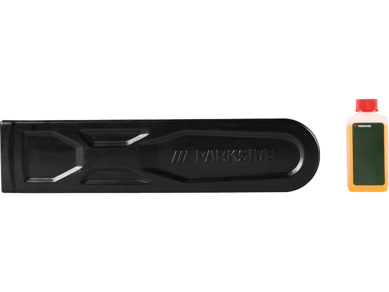 Black tool box and bottle of orange liquid with a red cap.