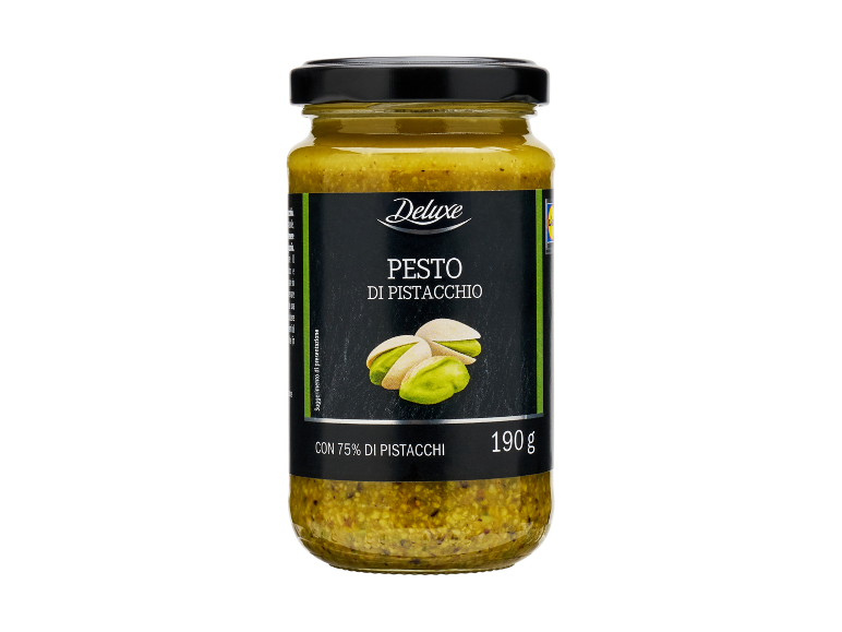 Jar of pistachio pesto with 75% pistachios, 190 g.